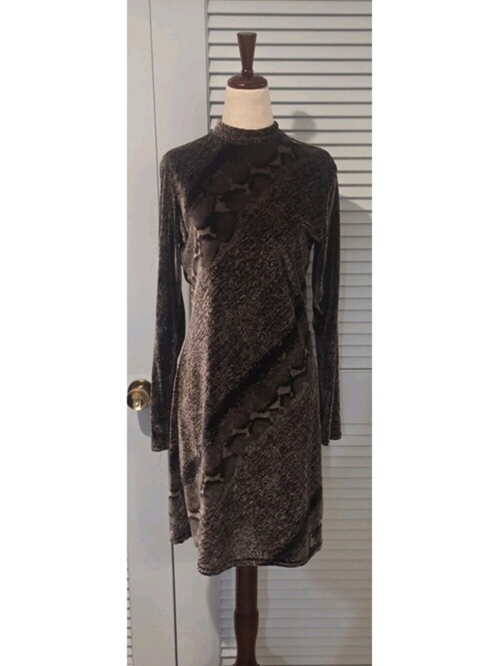 Wild Rose Size 8 Velvet Silk Blend Snake Skin Shift Dress Vintage 80s